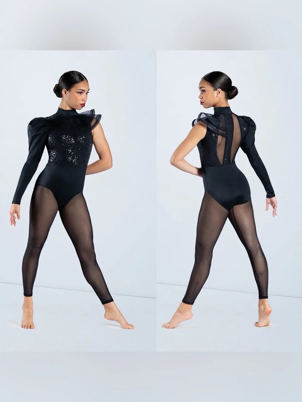 WEISSMAN Dance Costume unitard black jazz acro You Don't Own Me SQ12750 IC 7/8
